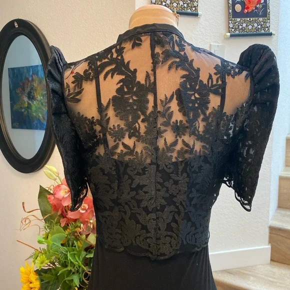 Black Sheer Lace Filipiniana Bolero Top - Picture 4 of 8